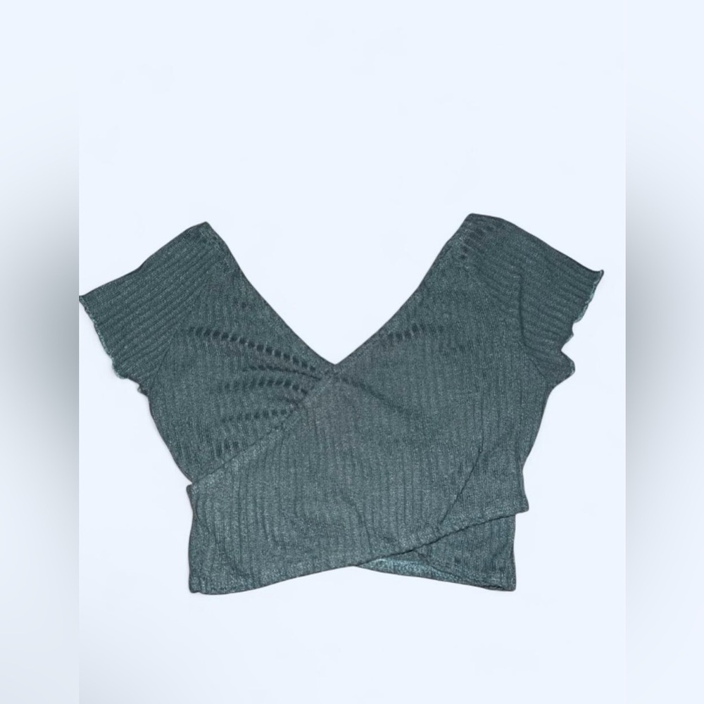Green boho crop top
